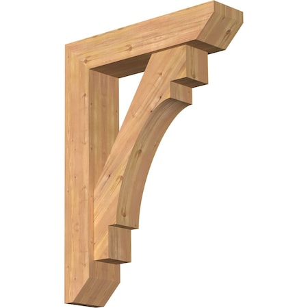 Ekena Millwork Merced Slat Smooth Bracket w/ Offset Brace, Western Red Cedar, 7 1/2"W x 32"D x 44"H BKT0806X32X44MRC06SWR